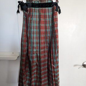 100% Silk Scottish Plaid Maxi Skirt By Cullinane Size 4